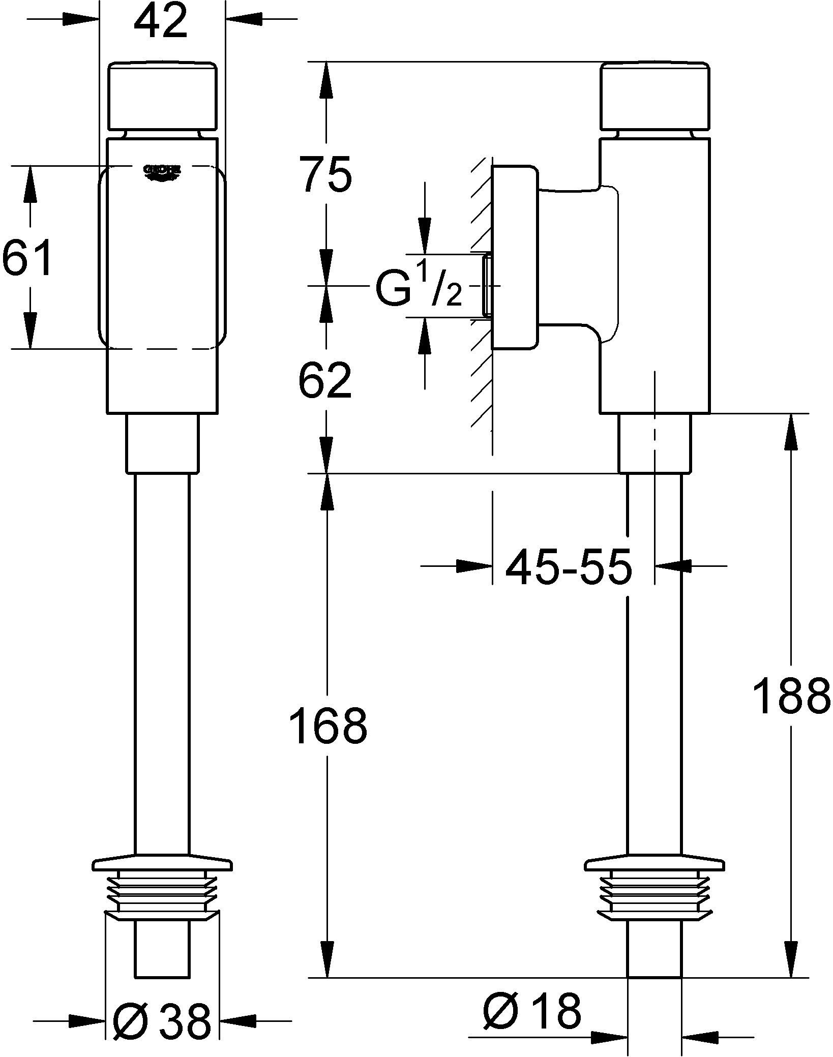 Смывное устройство для писсуара grohe rondo 37339000