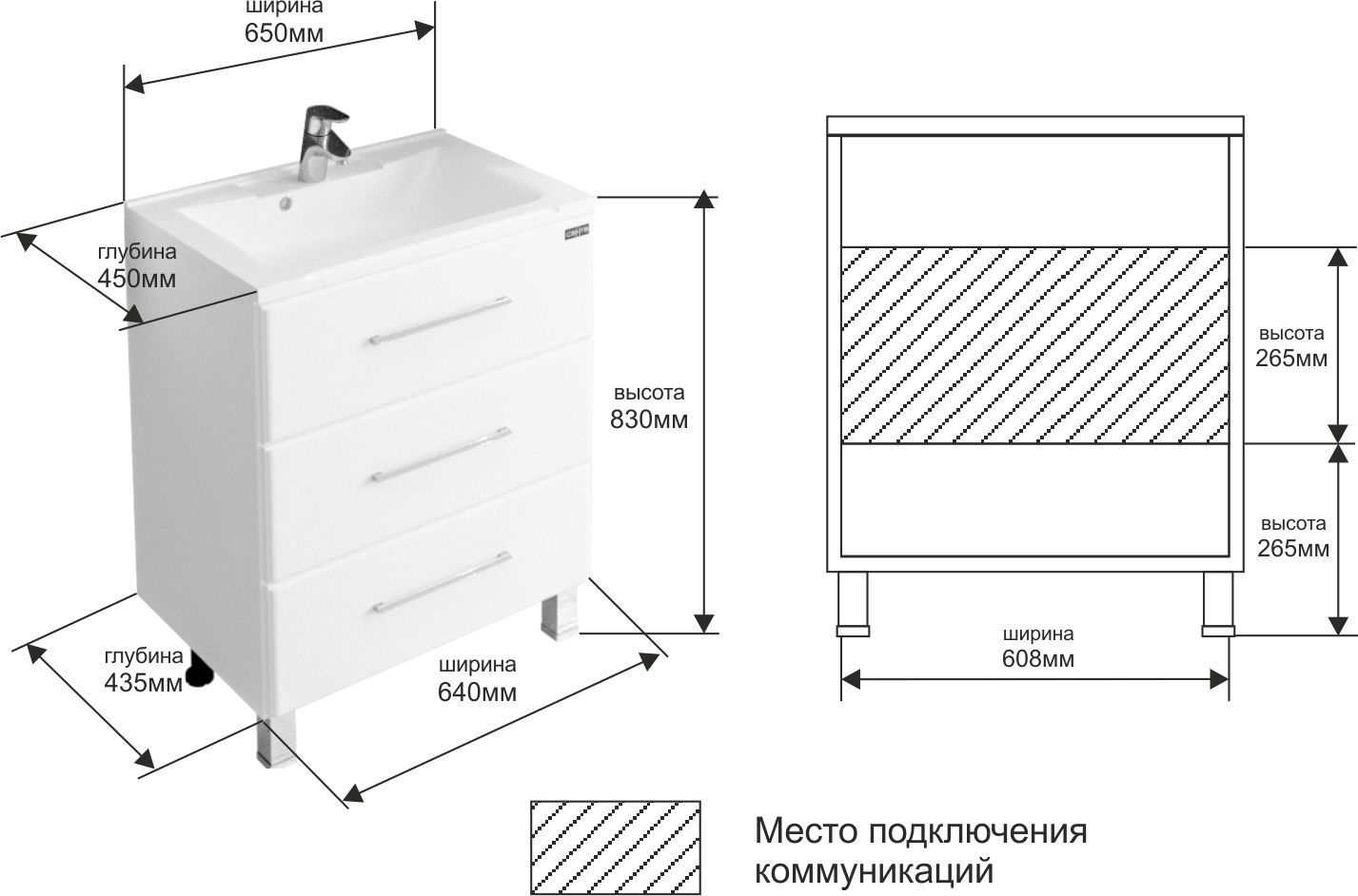 Глубина шкафа в ванной