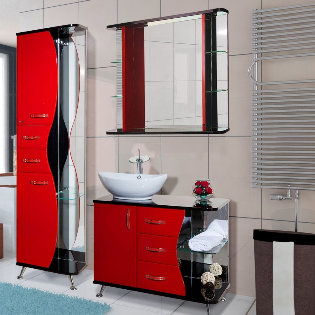 Мебель для ванной bellezza Рио 90 r красная с черным
